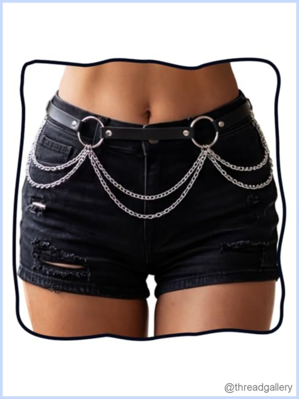 Faux Leather Waist Chain Belt Punk Body Harness Rave Festival Accessory